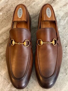 GUCCI Jordaan Horsebit Brown Ombre Leather Loafer 9 /9.5 US 1953 Moccasin $1100